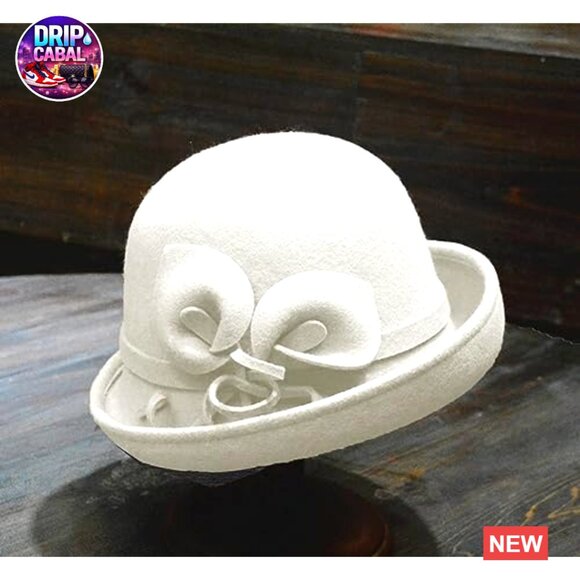 Wool Felt Bowler Hat Fascinator for Church Wedding Derby Events main image 4